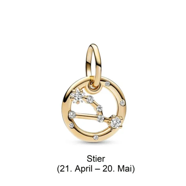 Anhänger*Pandora Charm-Anhänger Damen Sternzeichen mit Zirkonia Vergoldet