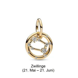 Anhänger*Pandora Charm-Anhänger Damen Sternzeichen mit Zirkonia Vergoldet