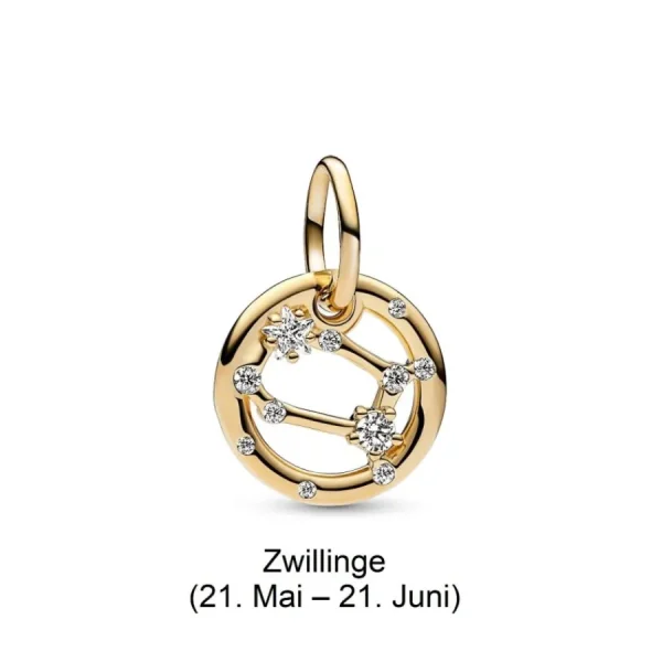 Anhänger*Pandora Charm-Anhänger Damen Sternzeichen mit Zirkonia Vergoldet