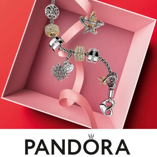 Anhänger*Pandora Charm-Anhänger Gravierbarer Love-Herz Zirkonia Vergoldet 763604C01