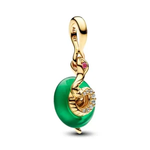 Anhänger*Pandora Charm-Anhänger Grüne Murano-Glas Schlange Vergoldet 763617C01