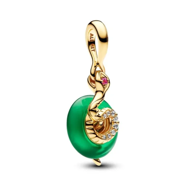 Anhänger*Pandora Charm-Anhänger Grüne Murano-Glas Schlange Vergoldet 763617C01