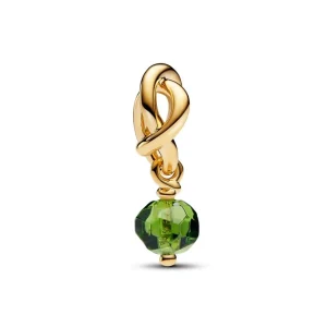 Anhänger*Pandora Charm-Anhänger Grüner Ewigkeitskreis August Vergoldet 763462C08