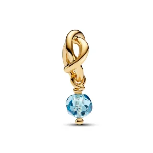Anhänger*Pandora Charm-Anhänger Hellblau Ewigkeitskreis März Vergoldet 763462C03
