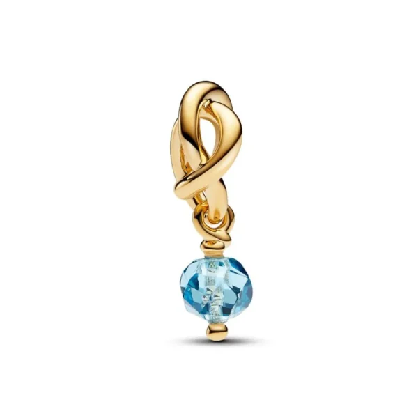 Anhänger*Pandora Charm-Anhänger Hellblau Ewigkeitskreis März Vergoldet 763462C03