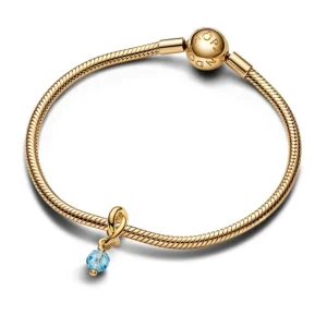 Anhänger*Pandora Charm-Anhänger Hellblau Ewigkeitskreis März Vergoldet 763462C03
