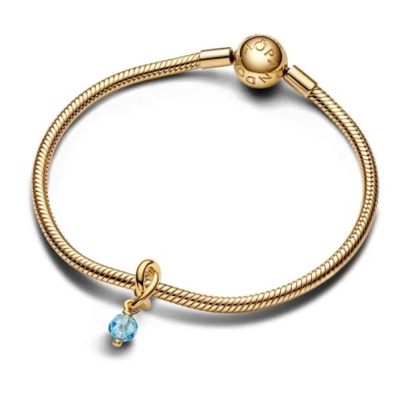 Anhänger*Pandora Charm-Anhänger Hellblau Ewigkeitskreis März Vergoldet 763462C03
