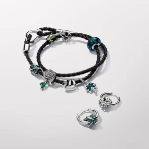 Anhänger*Pandora Charm-Anhänger Palme Opal Zirkonia Grün Silber 793352C01