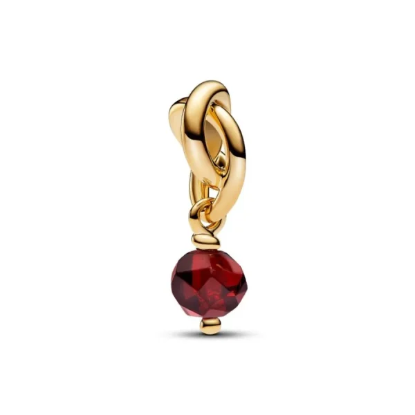 Anhänger*Pandora Charm-Anhänger Roter Ewigkeitskreis Januar Vergoldet 763462C01