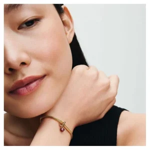 Anhänger*Pandora Charm-Anhänger Roter Ewigkeitskreis Januar Vergoldet 763462C01