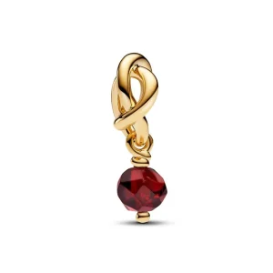 Anhänger*Pandora Charm-Anhänger Roter Ewigkeitskreis Januar Vergoldet 763462C01