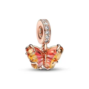 Anhänger*Pandora Charm-Anhänger Schmetterling Murano Gelb Rosé 782698C01