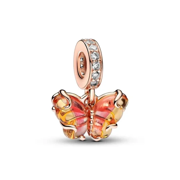Anhänger*Pandora Charm-Anhänger Schmetterling Murano Gelb Rosé 782698C01