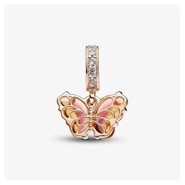 Anhänger*Pandora Charm-Anhänger Schmetterling Murano Gelb Rosé 782698C01