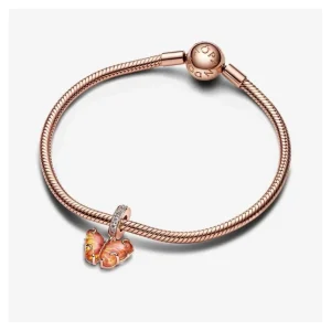 Anhänger*Pandora Charm-Anhänger Schmetterling Murano Gelb Rosé 782698C01