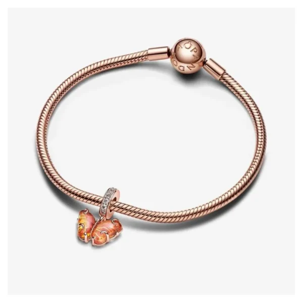 Anhänger*Pandora Charm-Anhänger Schmetterling Murano Gelb Rosé 782698C01