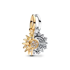 Anhänger*Pandora Charm-Anhänger Sonne & Mond Teilbar Silber Vergoldet 763585C01