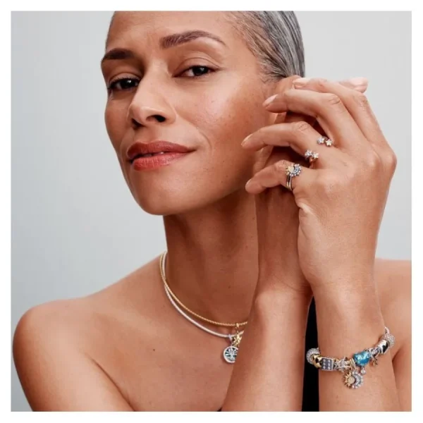 Anhänger*Pandora Charm-Anhänger Sonne & Mond Teilbar Silber Vergoldet 763585C01