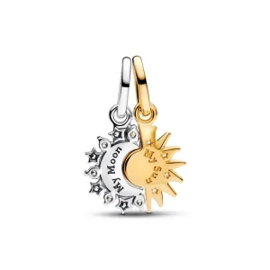 Anhänger*Pandora Charm-Anhänger Sonne & Mond Teilbar Silber Vergoldet 763585C01