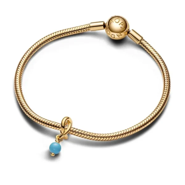 Anhänger*Pandora Charm-Anhänger Türkis Ewigkeitskreis Dezember Vergoldet 763462C12