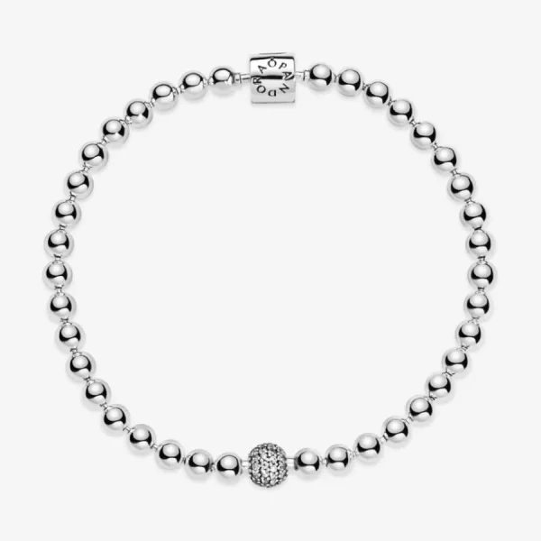 Armbänder & Armreife*Pandora 598342CZ Armband Damen Beads Pavé Weiss Sterling-Silber