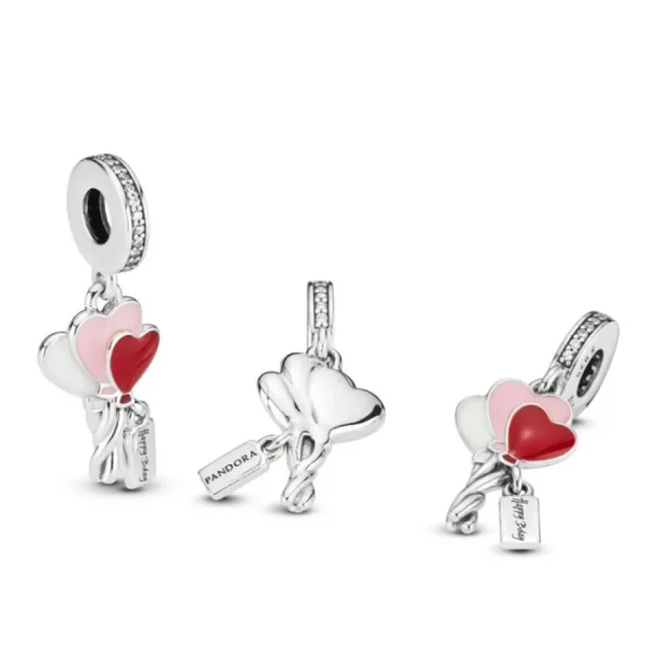 Anhänger*Pandora 798076CZ Charm-Anhänger Heart Balloons Happy Bday Silber
