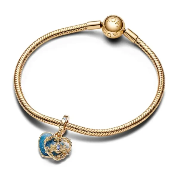 Anhänger*Pandora Disney 763072C01 Charm-Anhänger Cinderellas Kutsche & Herz Vergoldet