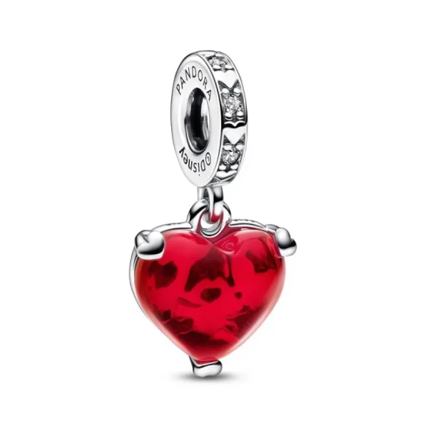 Anhänger*Pandora Disney 792522C01 Charm-Anhänger Micky Minnie Maus Kuss Rotes Murano-Glas