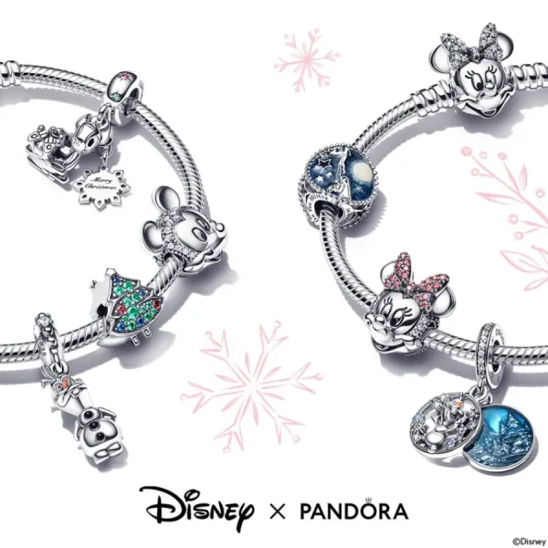 Anhänger*Pandora Disney 790075C01 Charm-Anhänger Micky Maus und Minnie Maus Kuss Silber
