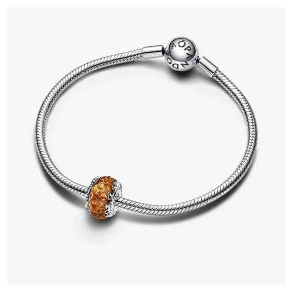 Anhänger*Pandora Disney Charm König der Löwen Murano Orange Silber 793252C00