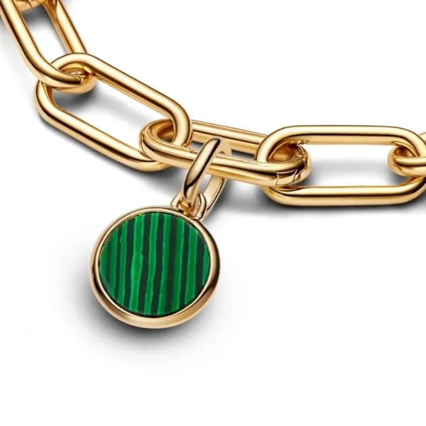 Anhänger*Pandora Me Mini-Medaillon-Charm Grün Gravierbar Vergoldet 763389C01