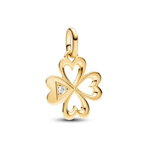 Anhänger*Pandora Me 763034C01 Charm-Medaillon Herz Vierblättriges Kleeblatt Vergoldet