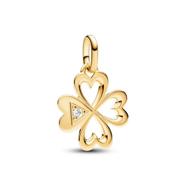 Anhänger*Pandora Me 763034C01 Charm-Medaillon Herz Vierblättriges Kleeblatt Vergoldet