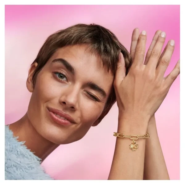Anhänger*Pandora Me 763034C01 Charm-Medaillon Herz Vierblättriges Kleeblatt Vergoldet