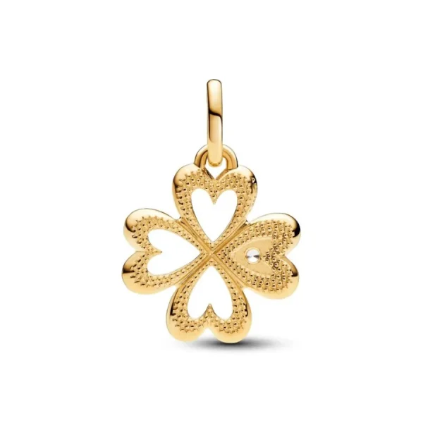 Anhänger*Pandora Me 763034C01 Charm-Medaillon Herz Vierblättriges Kleeblatt Vergoldet