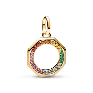 Anhänger*Pandora Me Charm-Medaillon Regenbogen Kristalle Vergoldet 763368C01