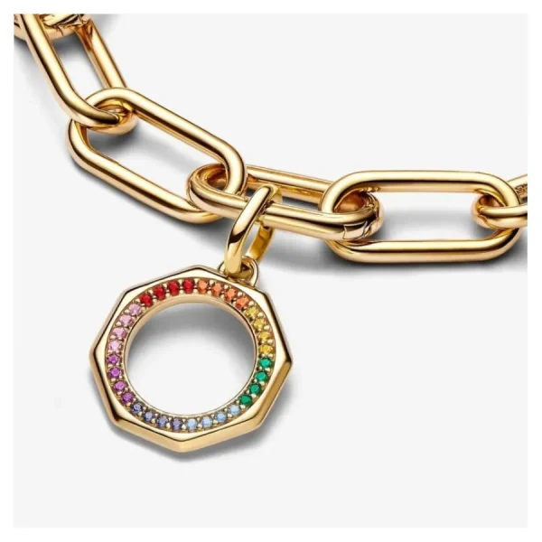 Anhänger*Pandora Me Charm-Medaillon Regenbogen Kristalle Vergoldet 763368C01