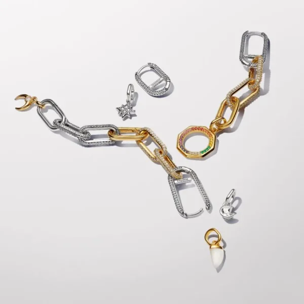 Anhänger*Pandora Me Charm-Medaillon Regenbogen Kristalle Vergoldet 763368C01