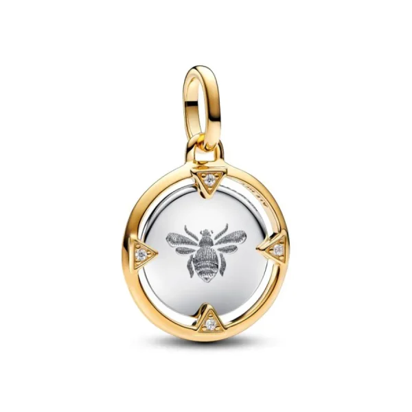 Anhänger*Pandora Me Medaillon-Charm Biene Zirkonia Sterling-Silber Vergoldet 763417C01