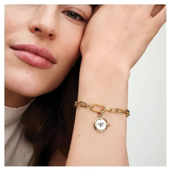Anhänger*Pandora Me Medaillon-Charm Biene Zirkonia Sterling-Silber Vergoldet 763417C01