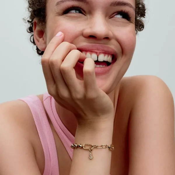 Anhänger*Pandora Me Mini-Charm-Anhänger Damen Anker Zirkon Vergoldet 763369C01
