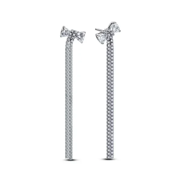 Ohrschmuck*Pandora Ohrringe Damen Tropfen Pavé-Schleife Zirkonia Silber 293544C01