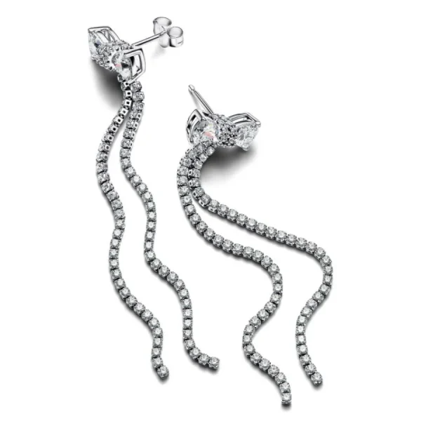 Ohrschmuck*Pandora Ohrringe Damen Tropfen Pavé-Schleife Zirkonia Silber 293544C01