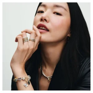 Ringe*Pandora Ring Damen Reihe von Herzen Vergoldet 163427C00