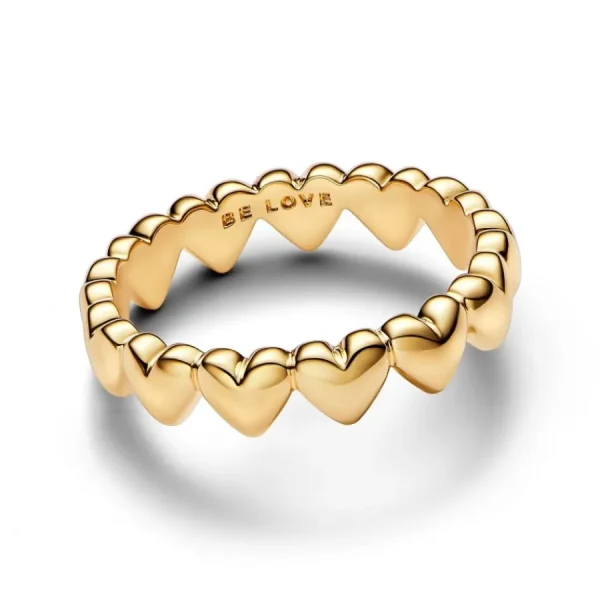 Ringe*Pandora Ring Damen Reihe von Herzen Vergoldet 163427C00