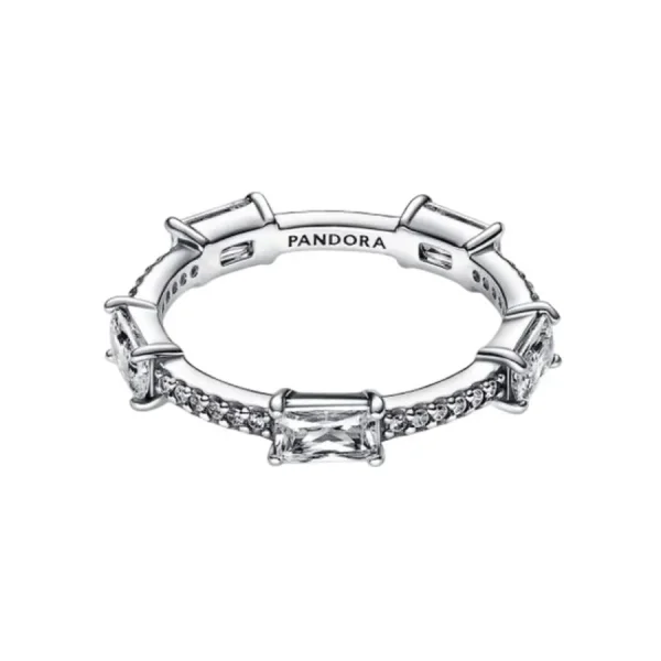 Ringe*Pandora Ring Rechteckige Steine Pavé Funkelnd Silber 192397C01