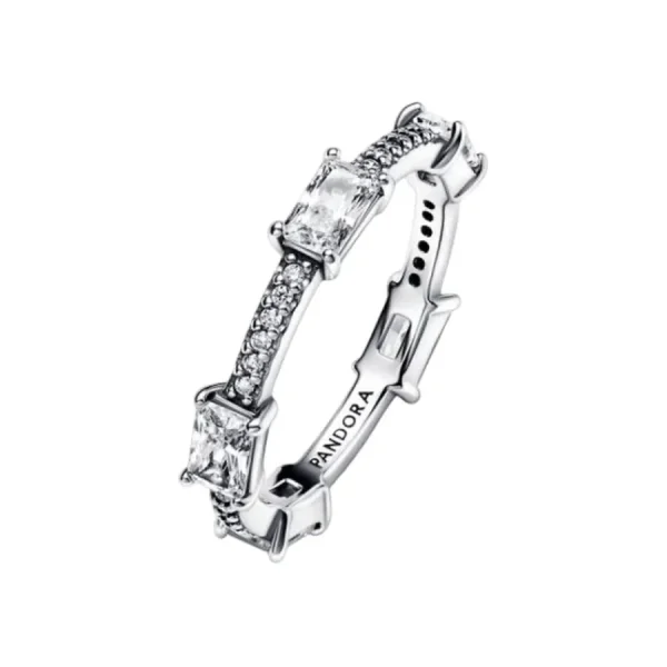 Ringe*Pandora Ring Rechteckige Steine Pavé Funkelnd Silber 192397C01