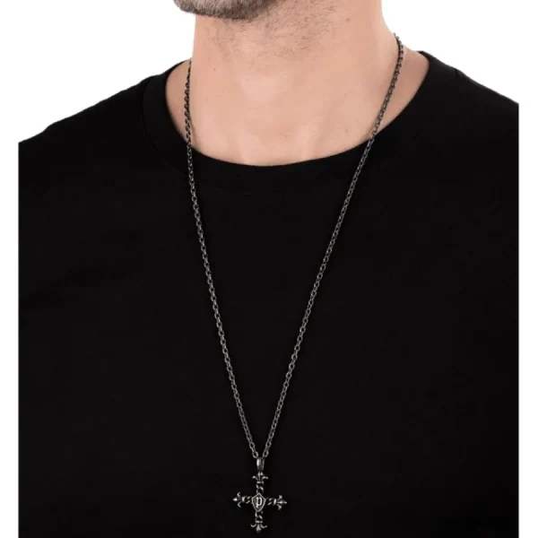 Halsketten*Police PEJGN2112811 Halskette mit Anhänger Herren Kudos Kreuz Edelstahl 76 cm