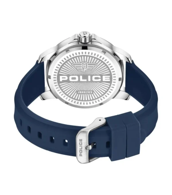 Herren Designer Uhren*Police PEWJN0020901 Herren-Uhr Mensor Analog Quarz Silikon-Armband Blau