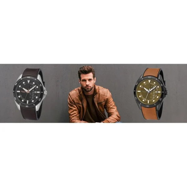 Herren Designer Uhren*Regent F-1260 Herren-Uhr Analog Quarz mit Lederarmband Datum Ø 37 mm